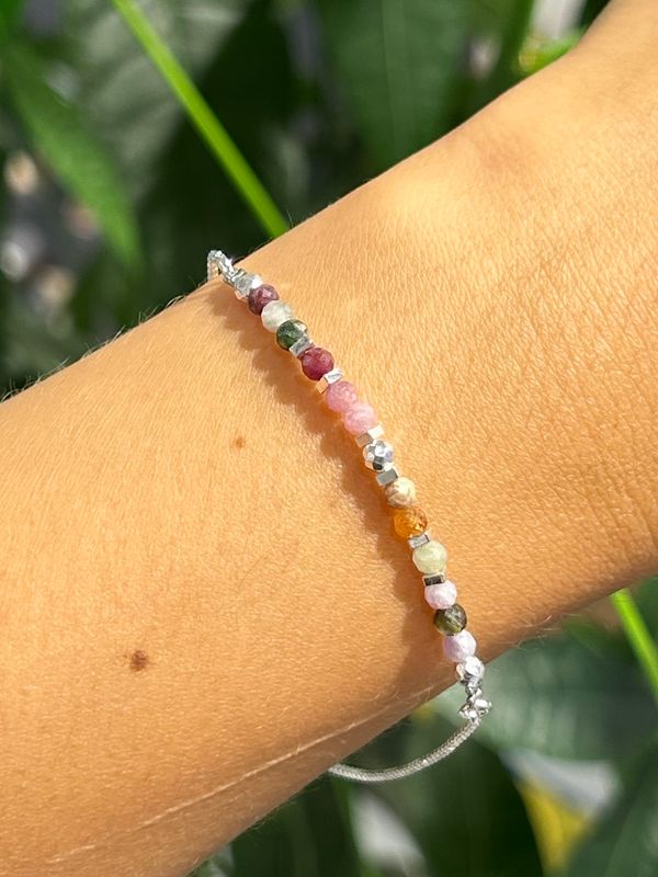 Original armband mix toermalijn (zilver)