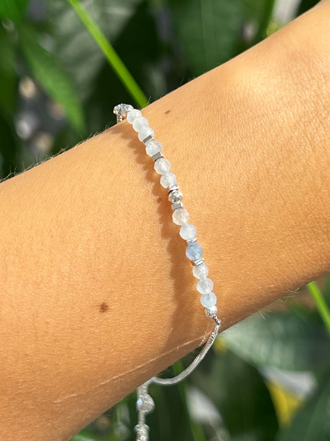 Original armband aquamarijn (zilver)