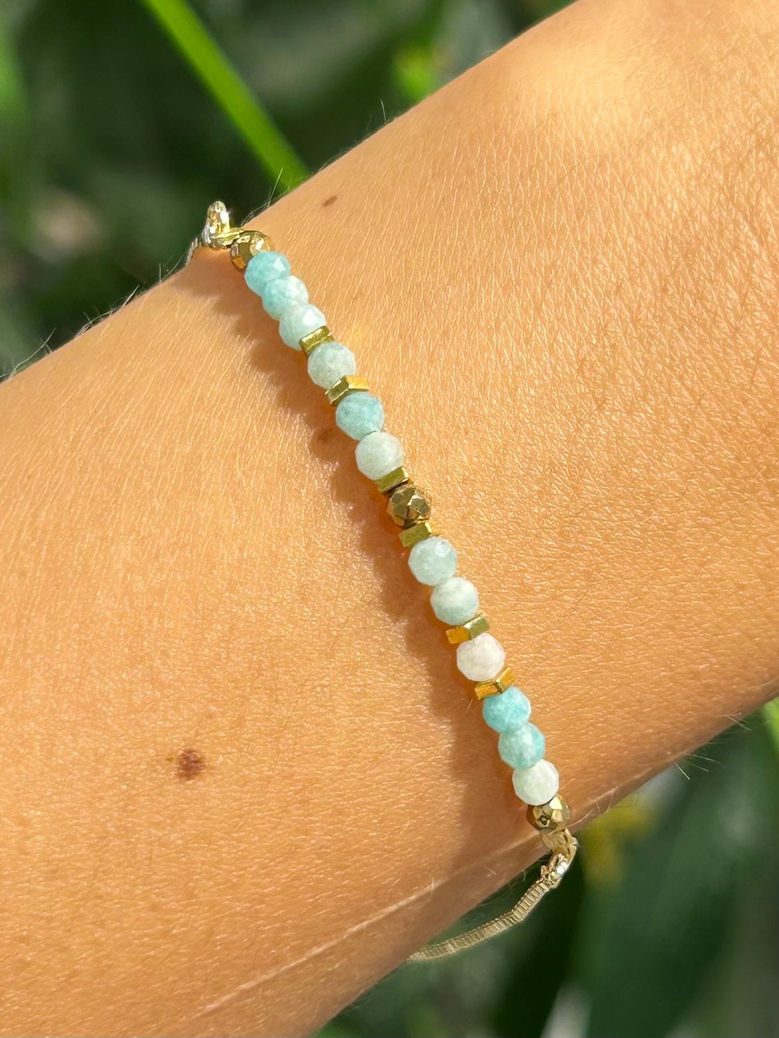 Original armband amazoniet (goud)