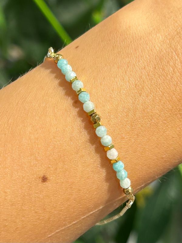 Original armband amazoniet (goud)