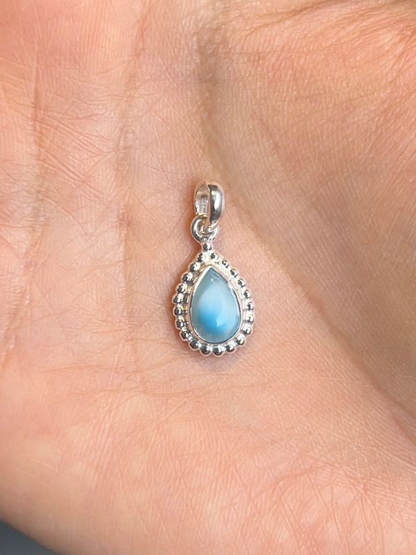 Zilveren larimar kettinghanger (925)