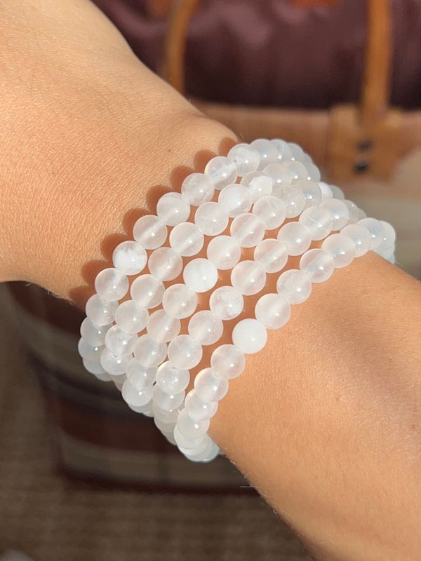 Seleniet armband 6mm (engelen steen, verbeterd relaties, kracht)