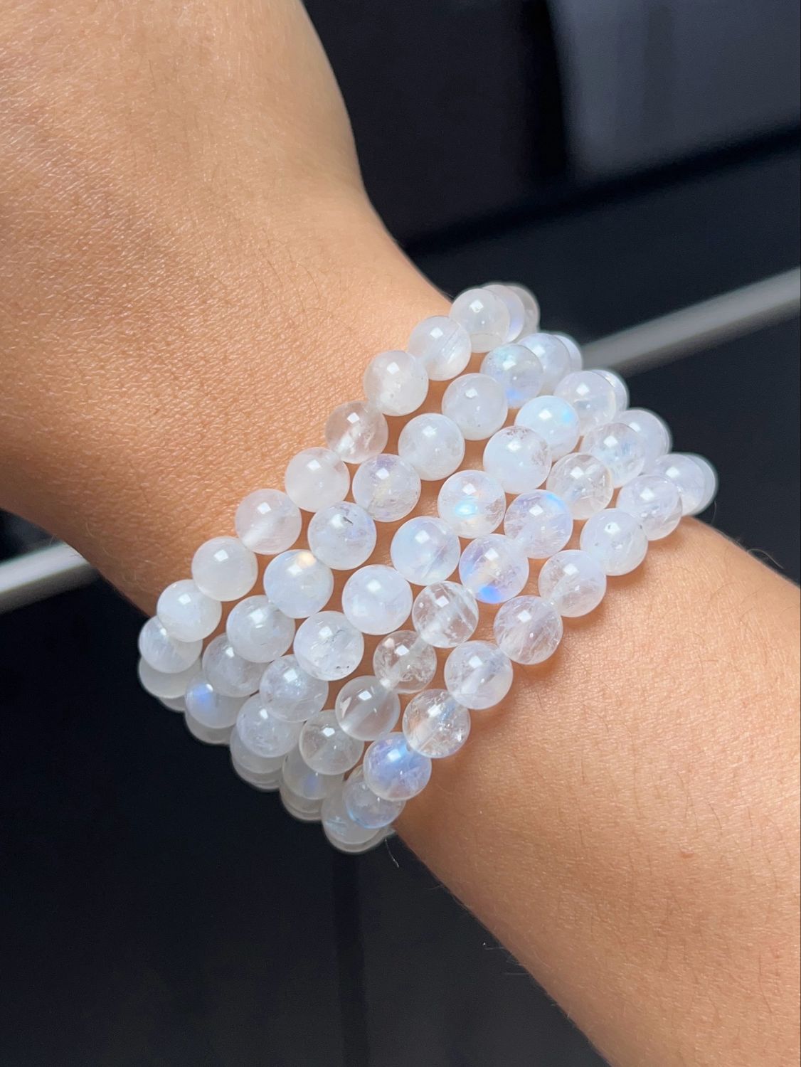 Regenboog maansteen kogelarmband (6mm)