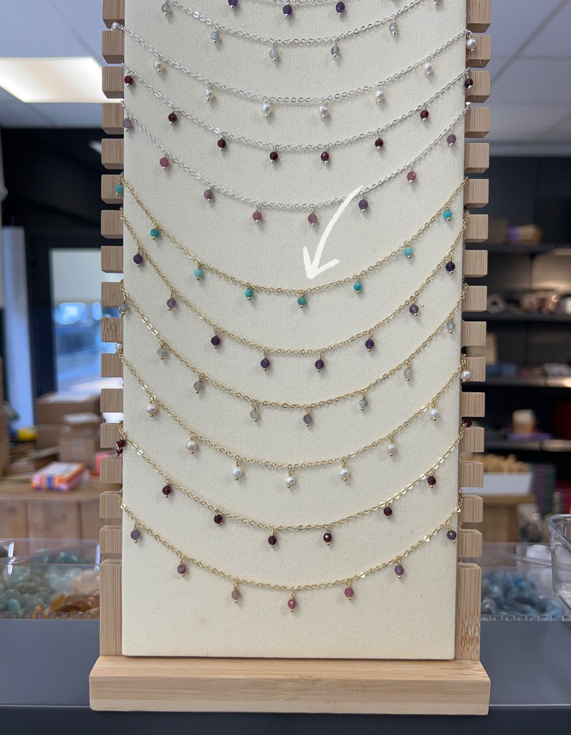 Gouden ketting met amazoniet