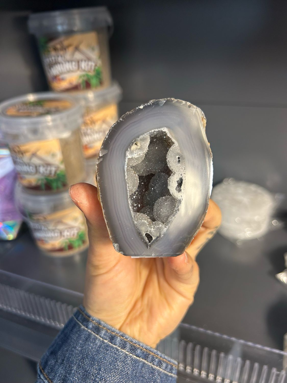 Druzy agaat geode (staander)