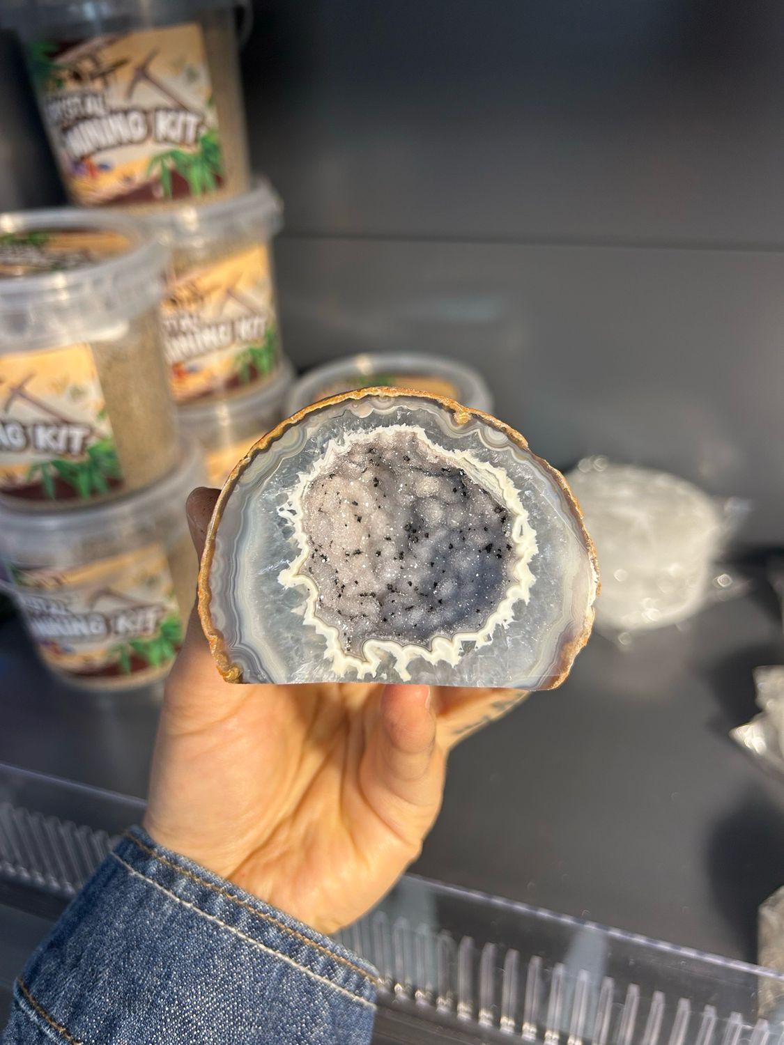 Druzy agaat geode (staander)