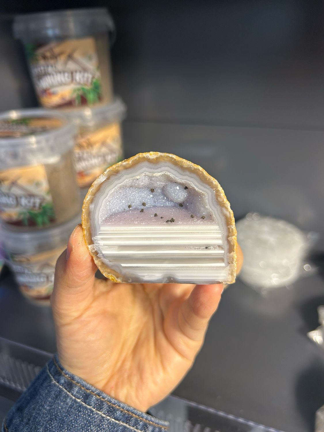 Druzy agaat geode (staander)