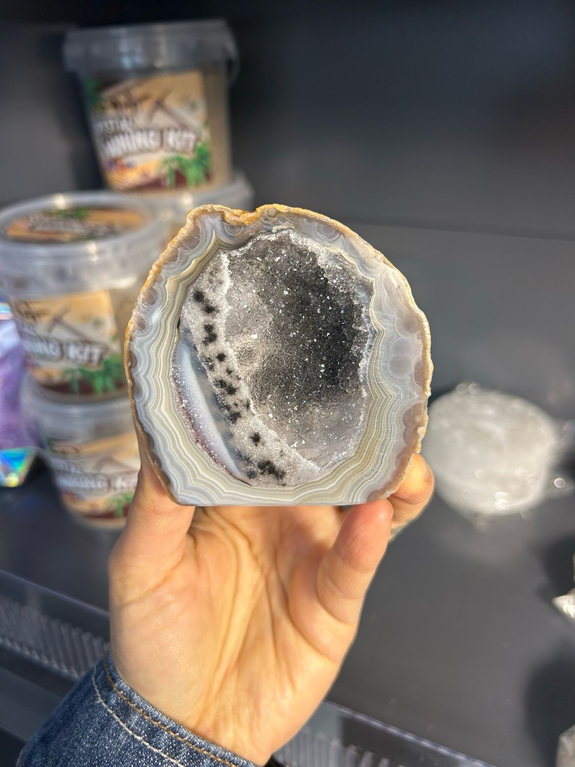 Druzy agaat geode (staander)