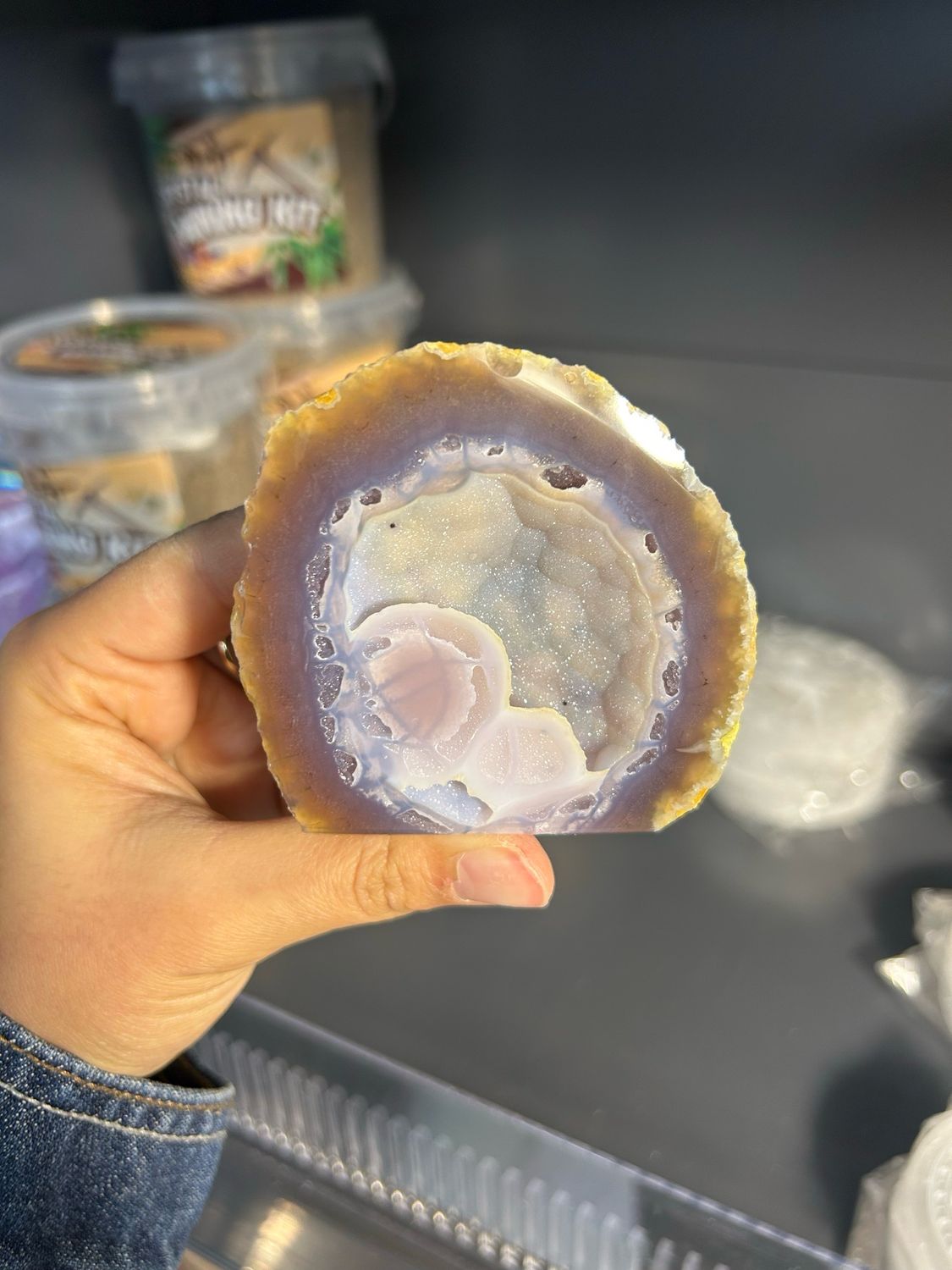 Druzy agaat geode (staander)