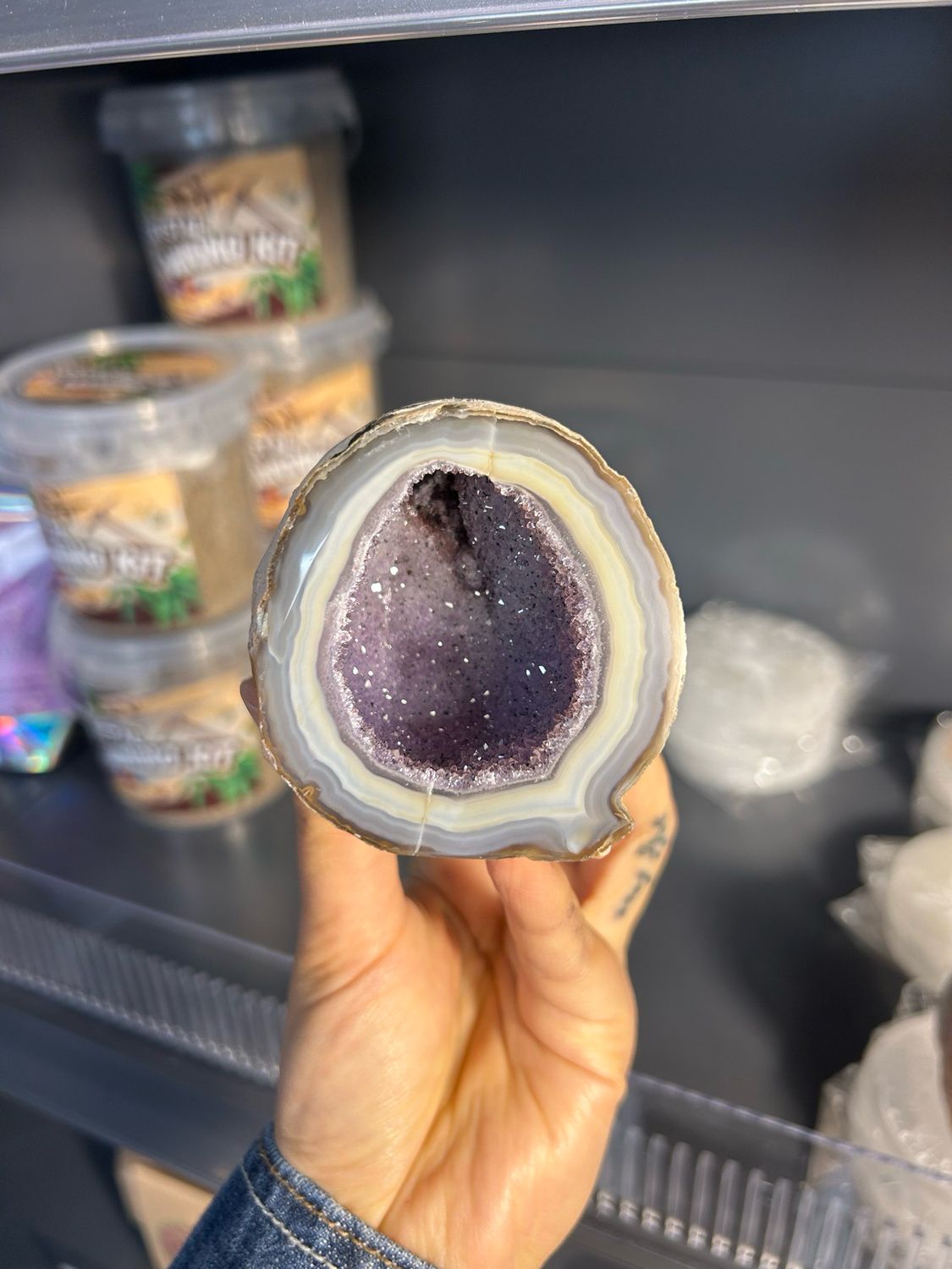 Druzy agaat geode (staander)