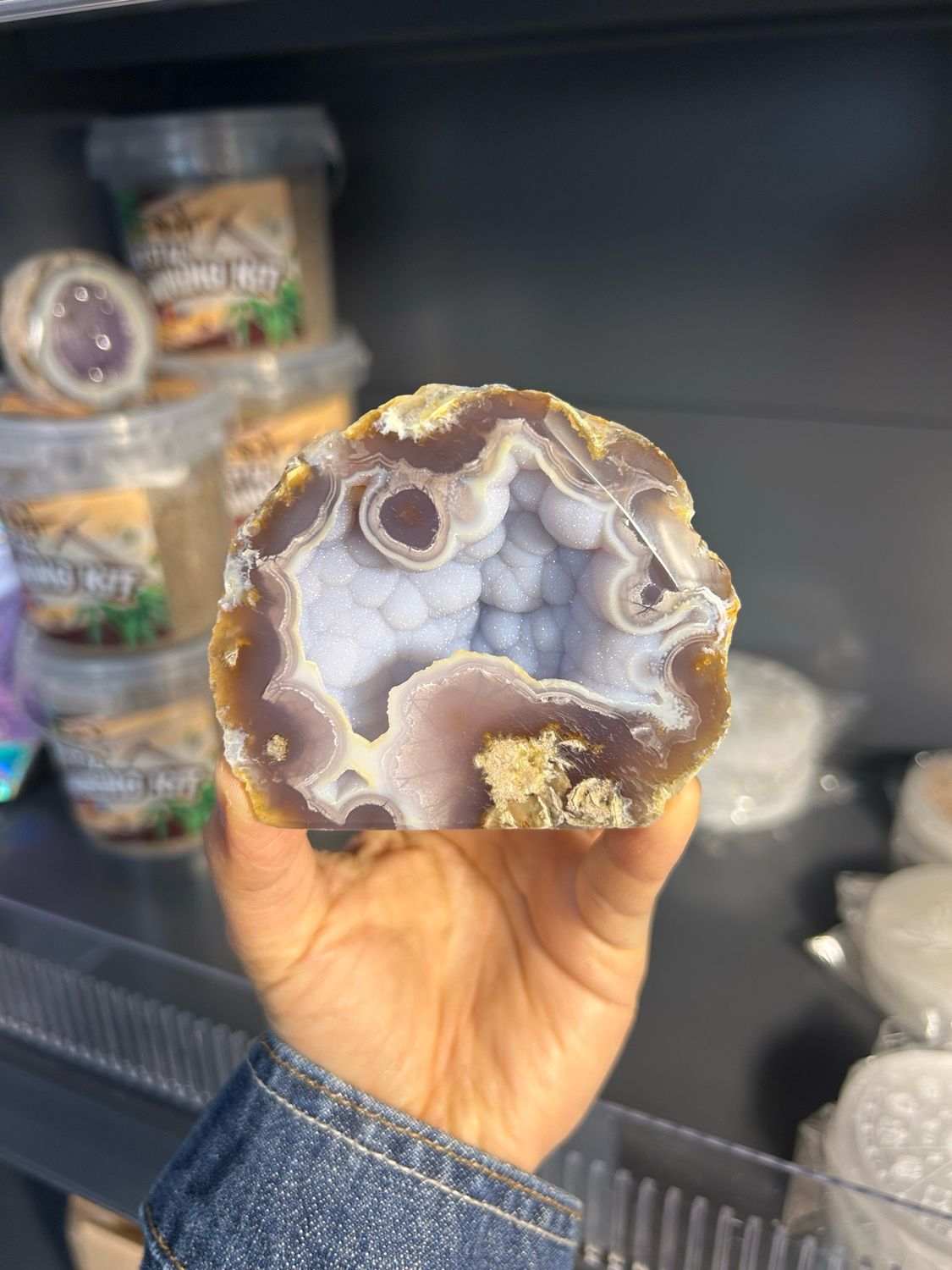 Druzy agaat geode (staander)