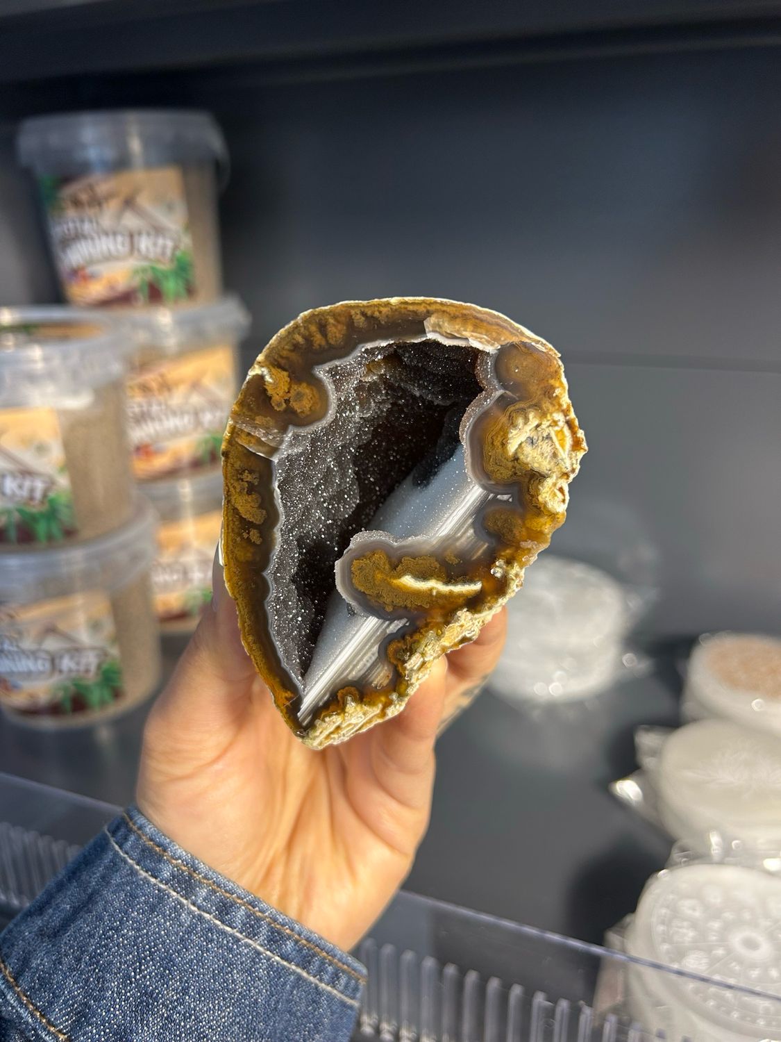 Druzy agaat geode (staander)