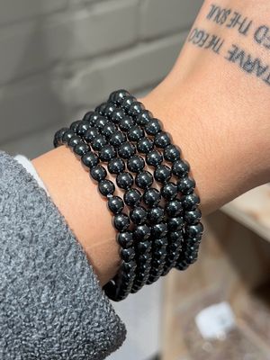 Hematiet kogel armband 6mm (tegen verslaving en dwangstoornis, ontladend en beschermend)