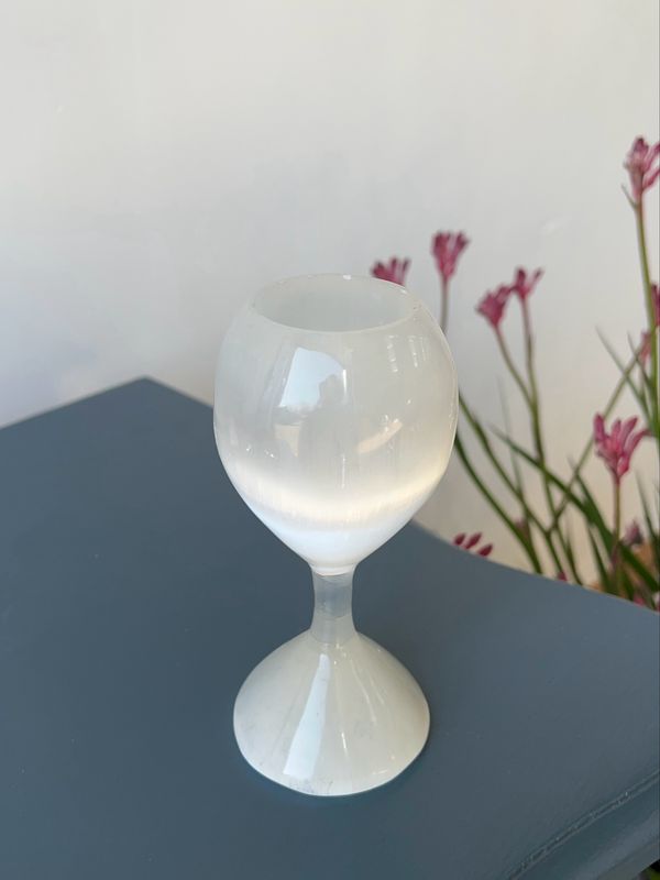 seleniet theelichthouder kelk 15cm