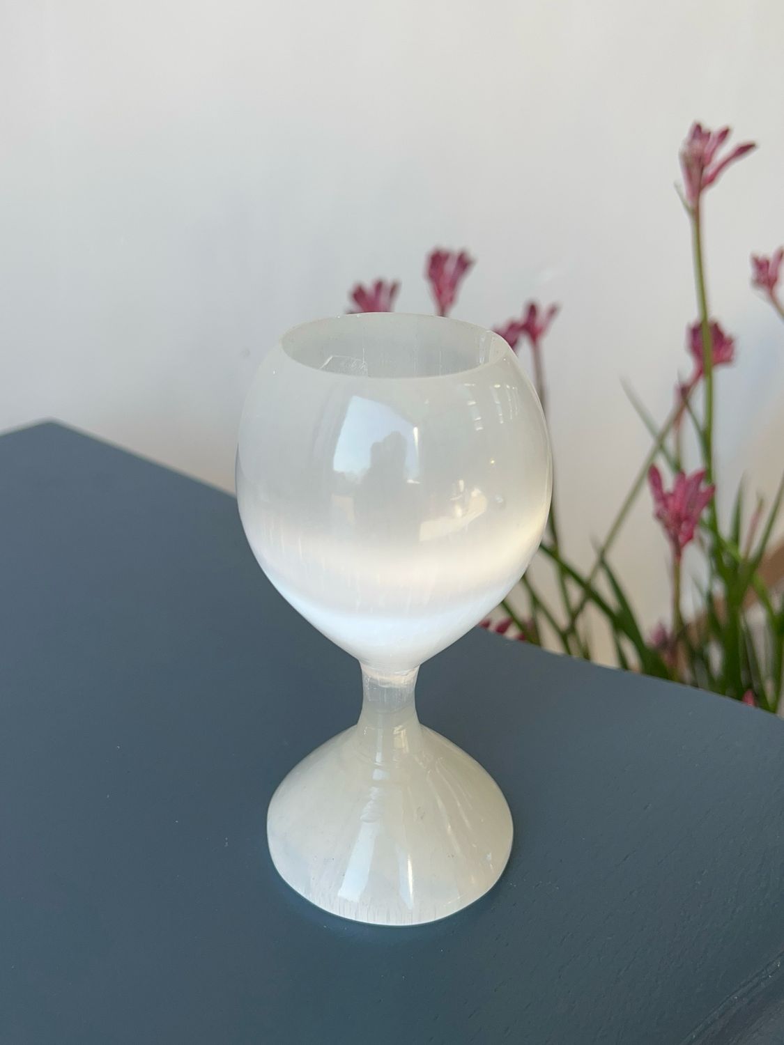 seleniet theelichthouder kelk 12cm seleniet theelichthouder kelk 12cm