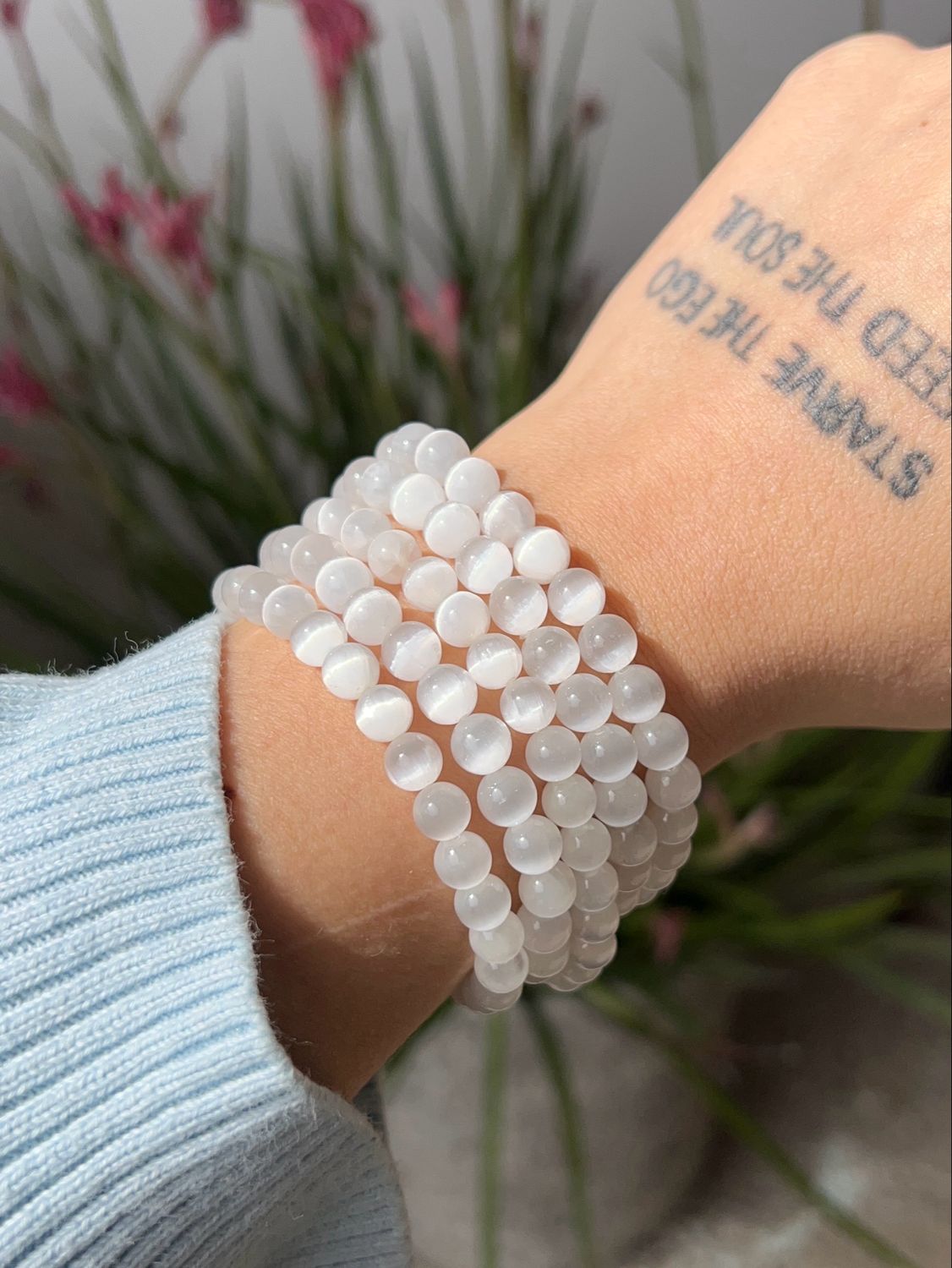 Seleniet armband 6mm (engelen steen, verbeterd relaties, kracht)