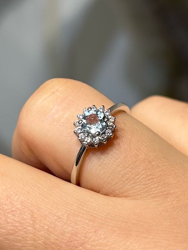 Blauwe topaas ring zilver/rhodium (maat 18)