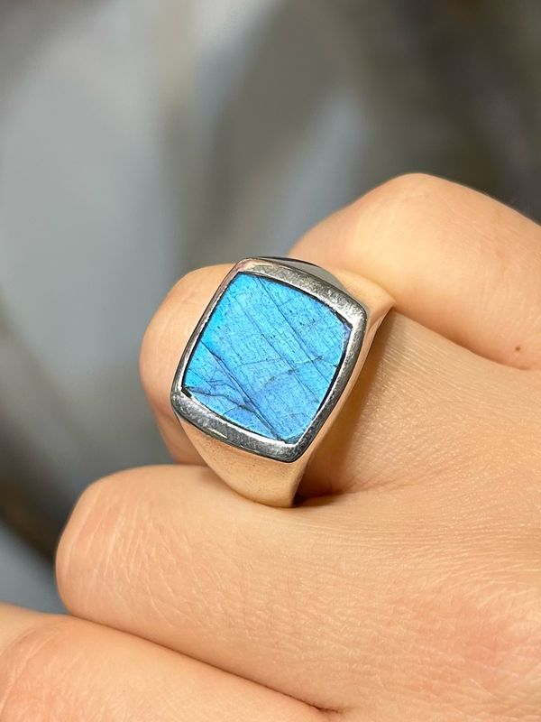 Labradoriet ring zilver 925 (maat 65 / 20,75)