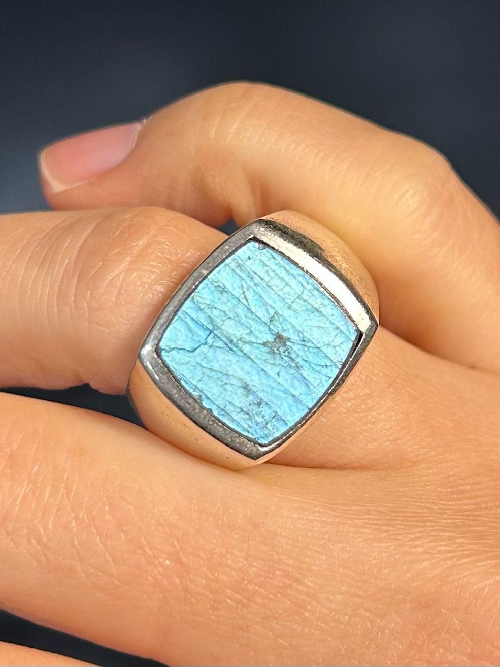 Labradoriet ring zilver 925 (maat 65 / 20,75)