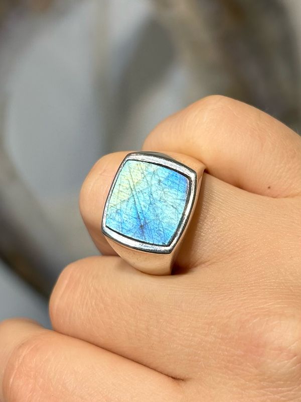 Labradoriet ring zilver 925 (maat 62 / 20)