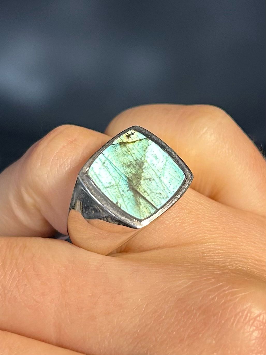 Labradoriet ring zilver 925 (maat 62 / 20)