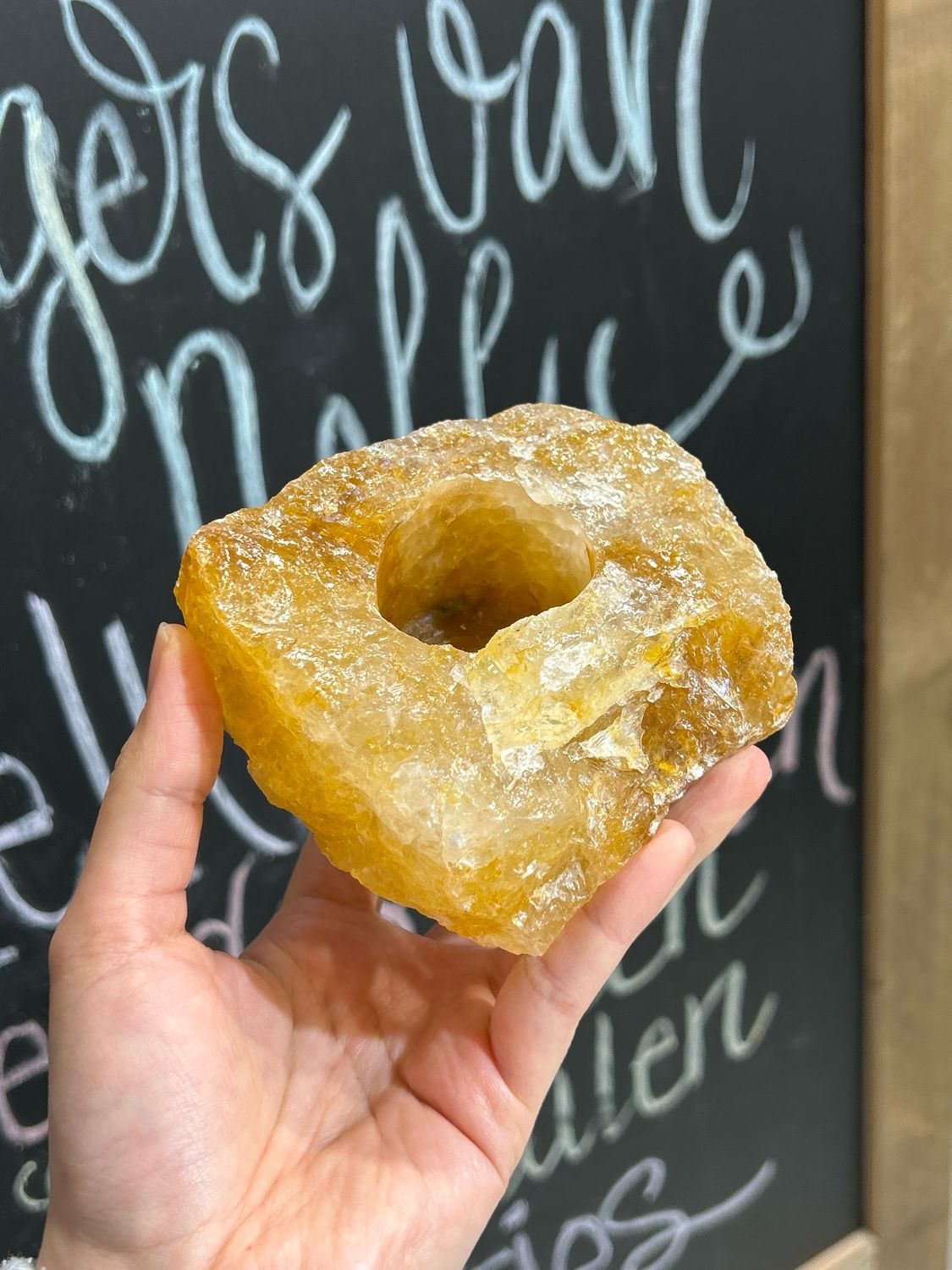 Limoniet kwarts theelichthouder Limoniet kwarts theelichthouder