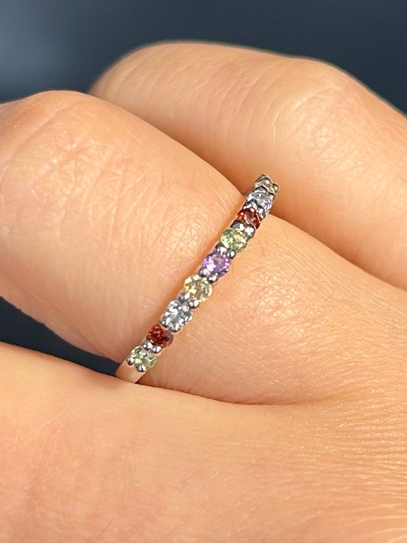 Mix stenen ring 925 zilver (maat 16,5)