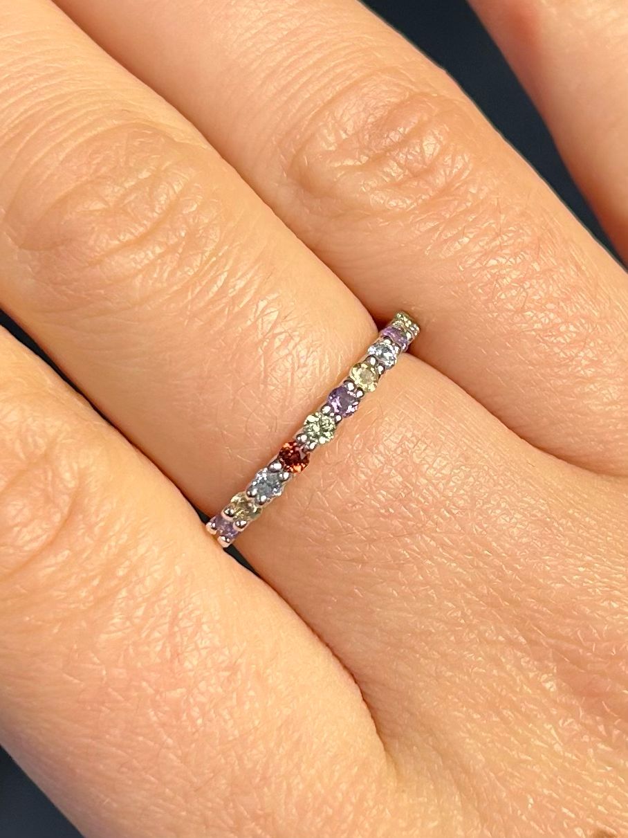 Mix stenen ring 925 zilver (maat 17,8)