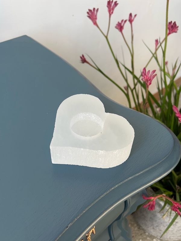 Seleniet waxinelichtjes houder (hart) Seleniet waxinelichtjes houder (hart)