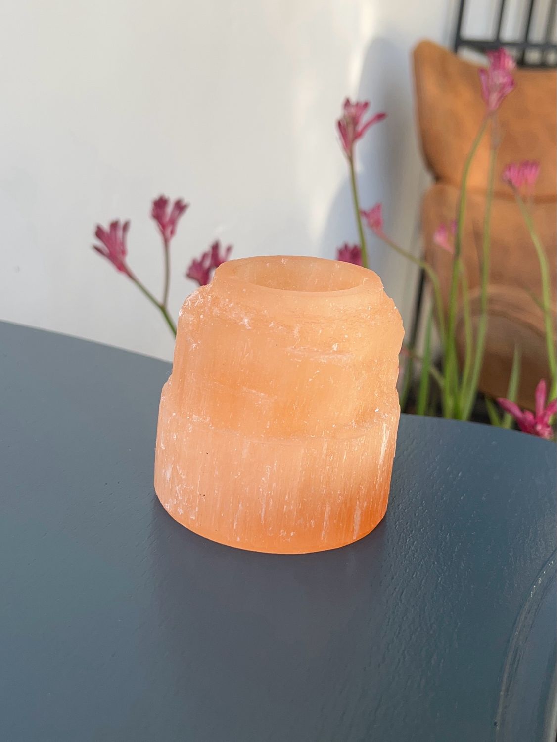 Seleniet waxinelichtjes houder (oranje) Seleniet waxinelichtjes houder (oranje)