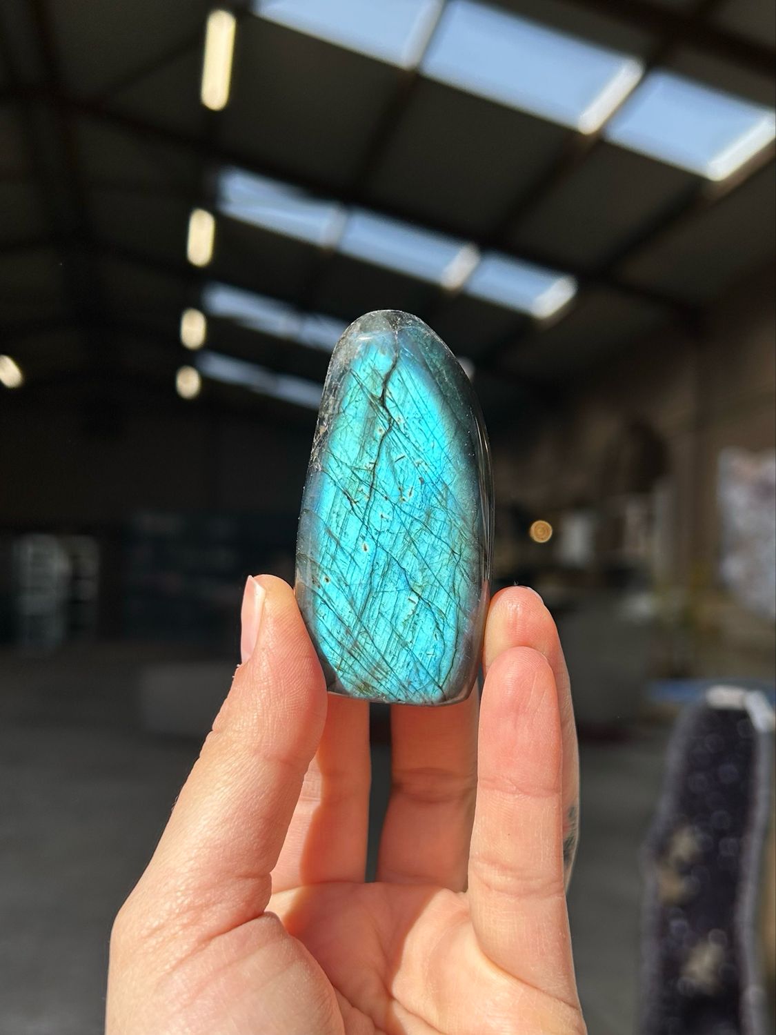 Schattige labradoriet sculptuur