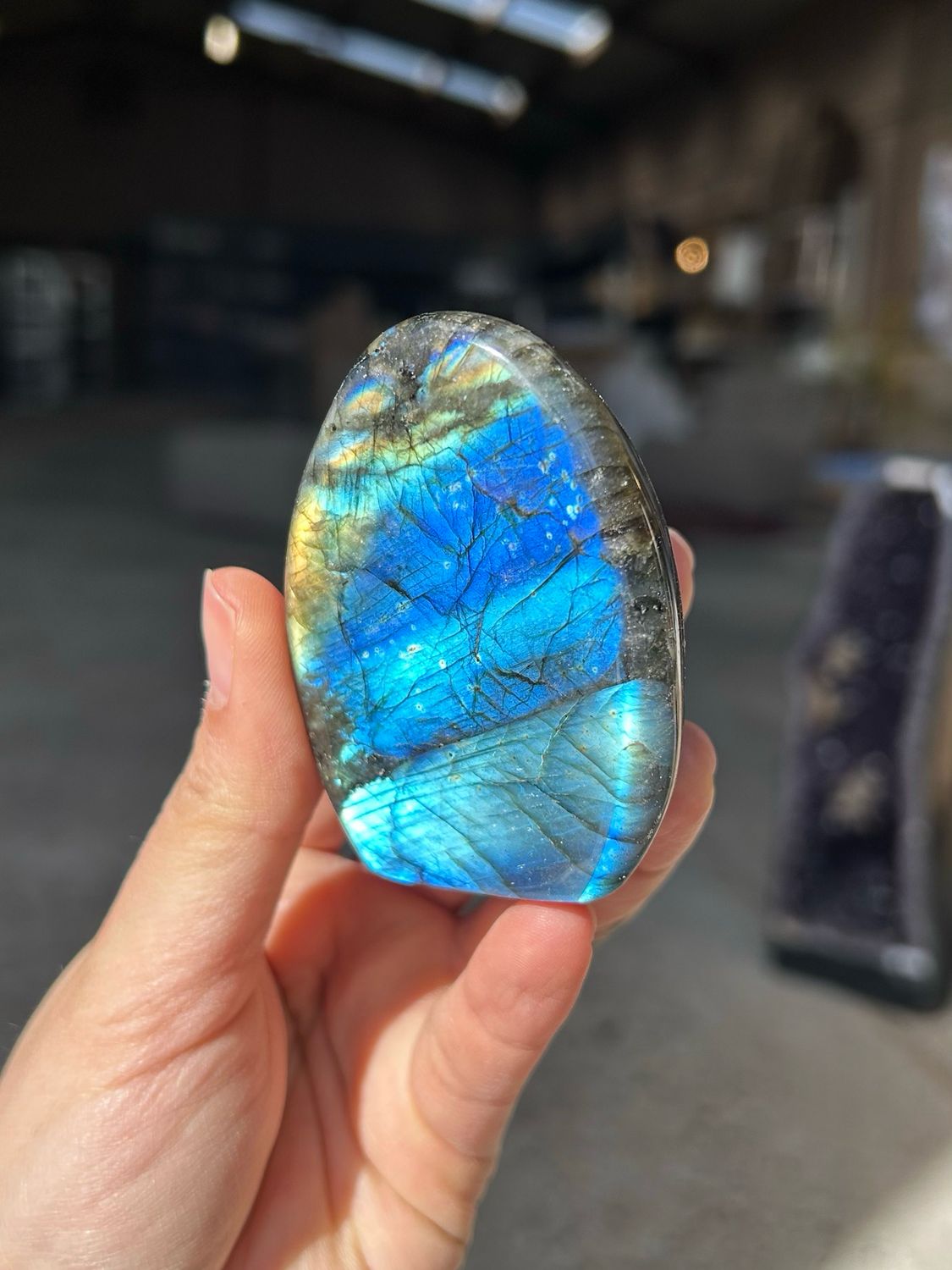 Schattige labradoriet sculptuur