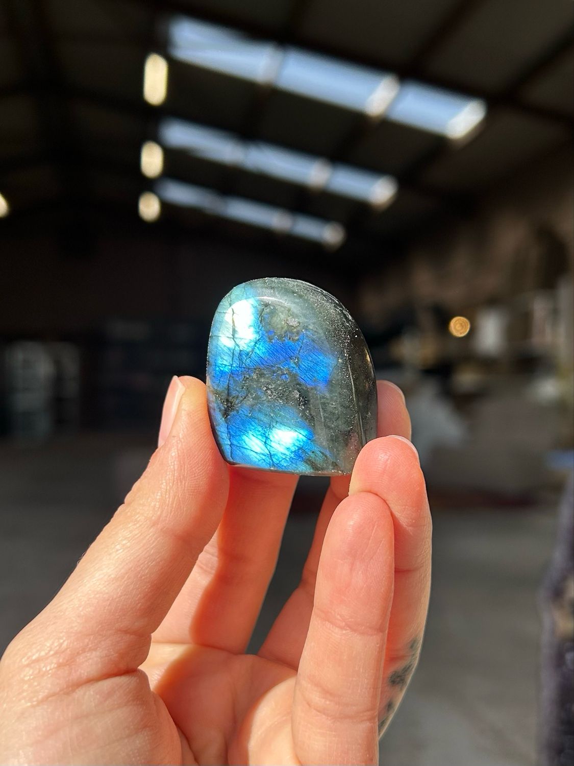 Schattige labradoriet sculptuur