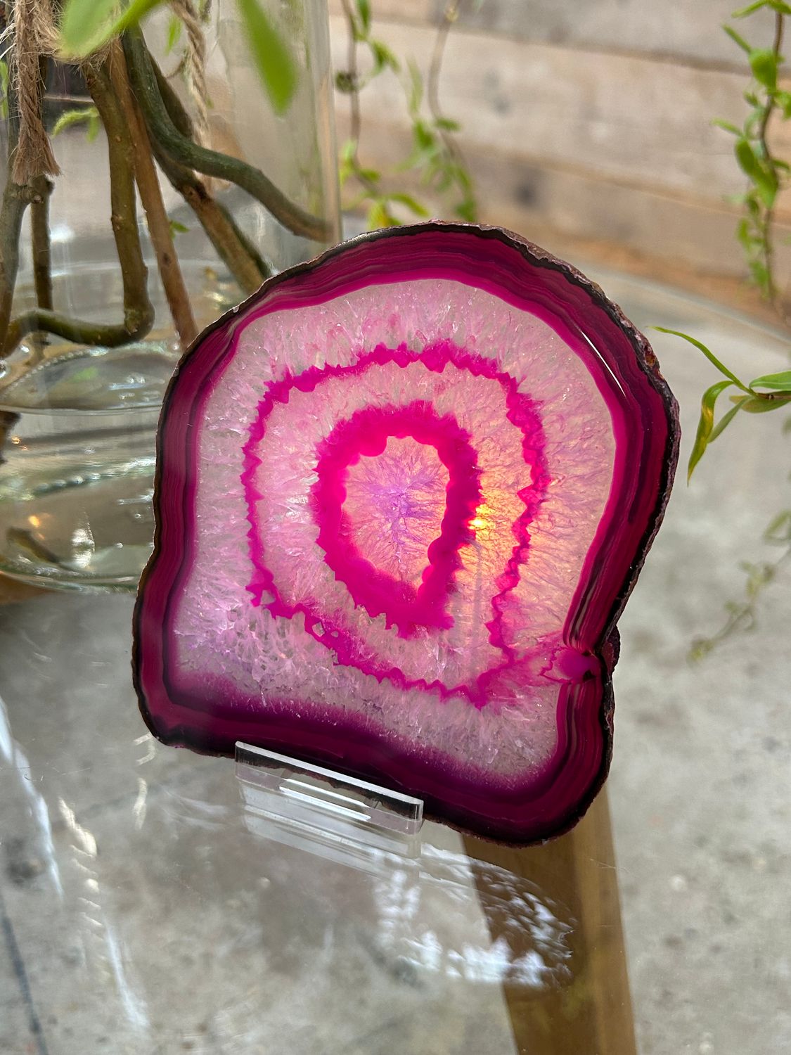 Agaat schijf (blauw gekleurd)