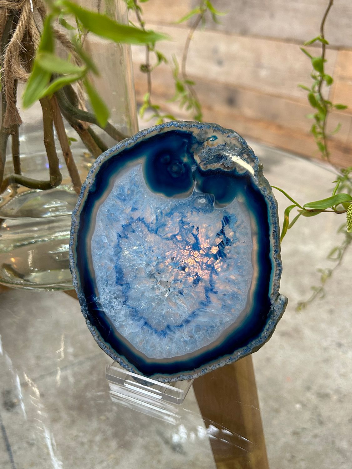 Agaat schijf (blauw gekleurd) Agaat schijf (blauw gekleurd)