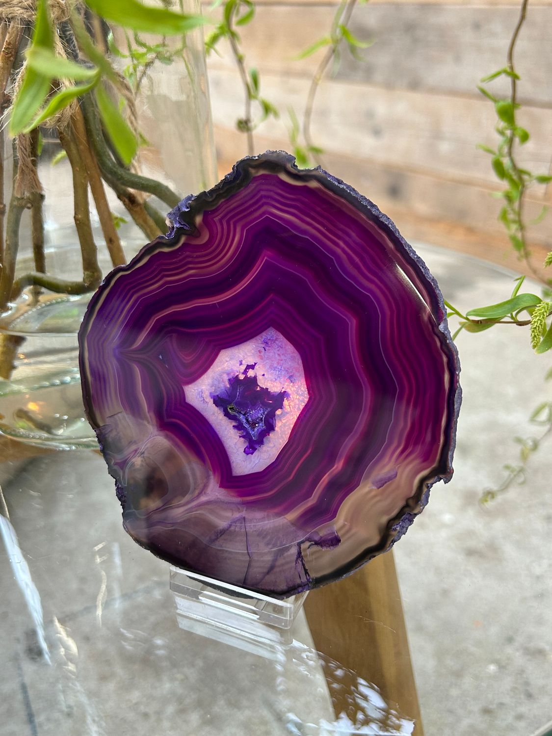 Agaat schijf (paars gekleurd)