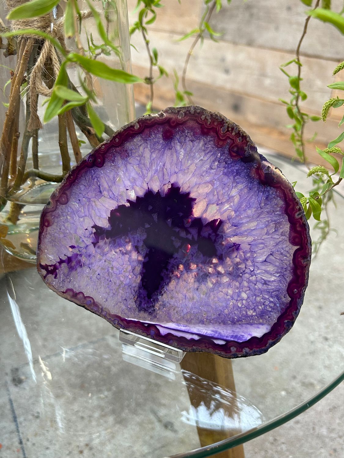 Agaat schijf (paars gekleurd)