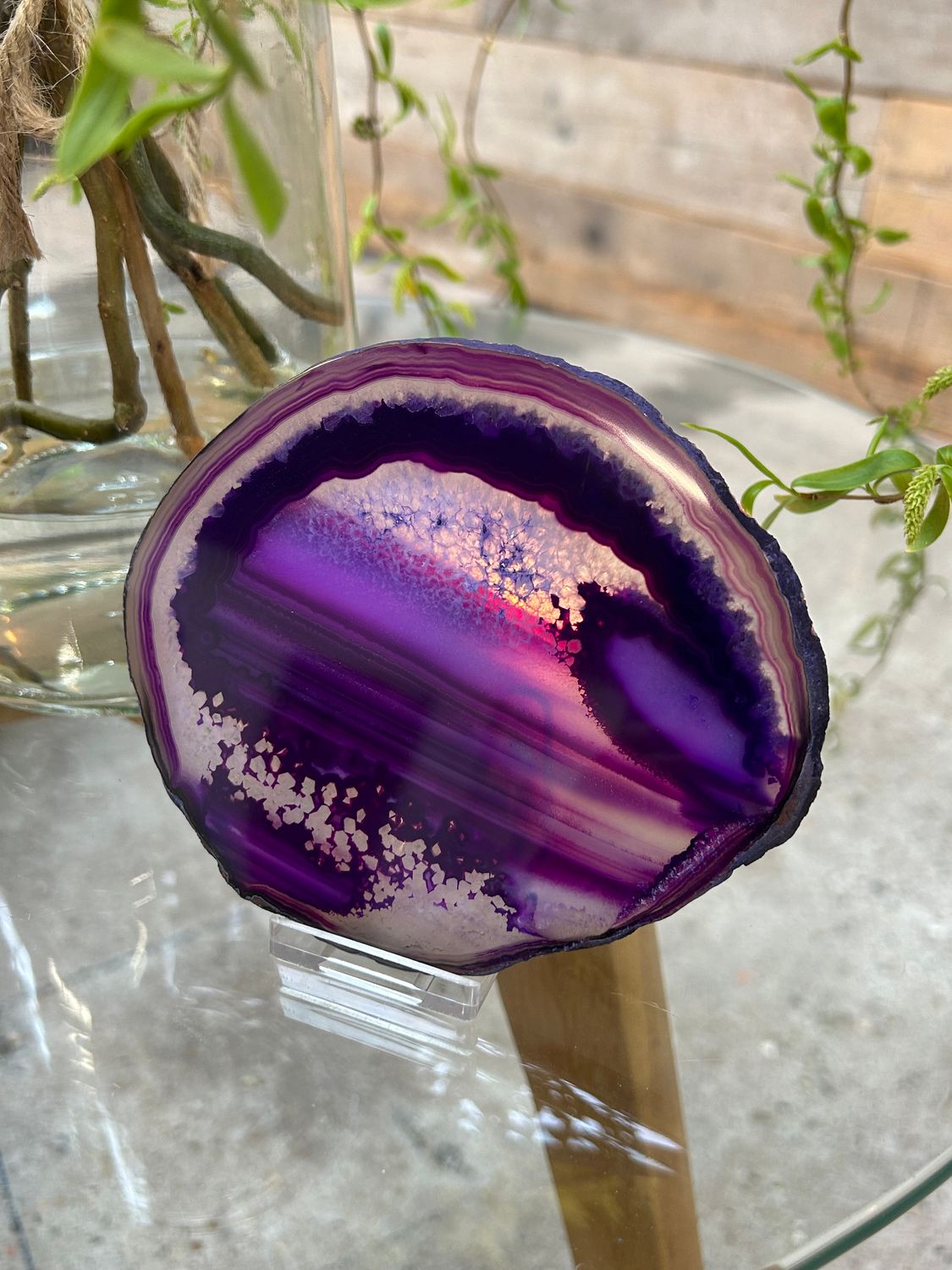 Agaat schijf (paars gekleurd)