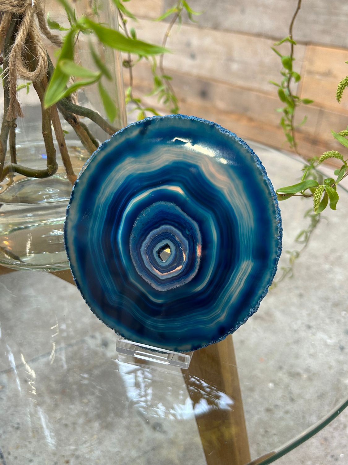 Agaat schijf (blauw gekleurd) Agaat schijf (blauw gekleurd)