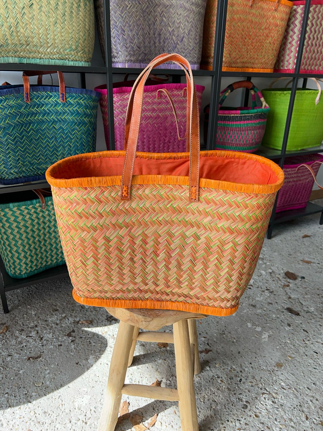 Orange Swirl - Handmade (boodschappen) tas