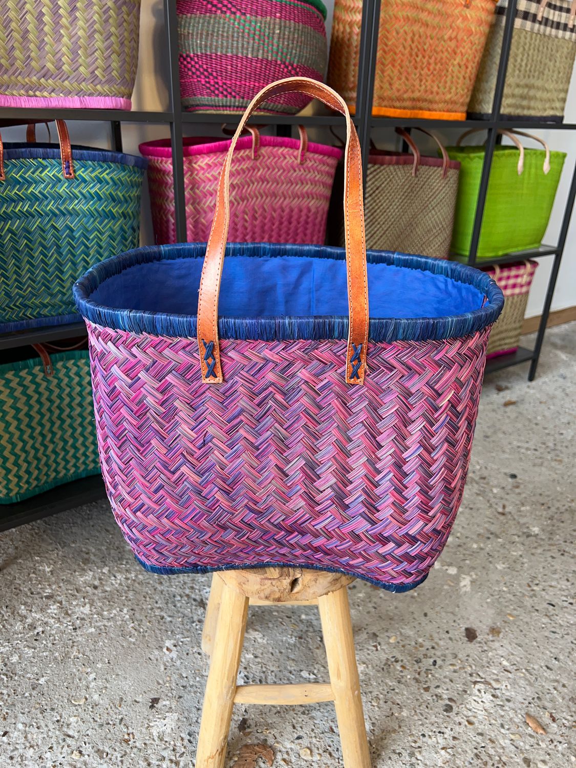 Blueberry Swirl - Handmade (boodschappen) tas