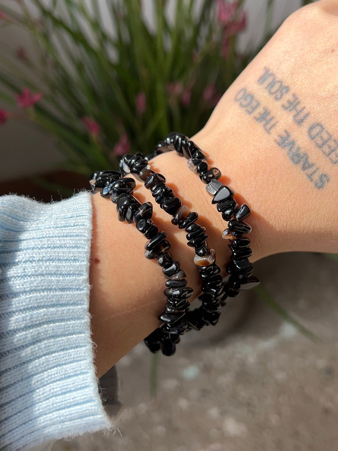 Zwarte Agaat Splitarmband