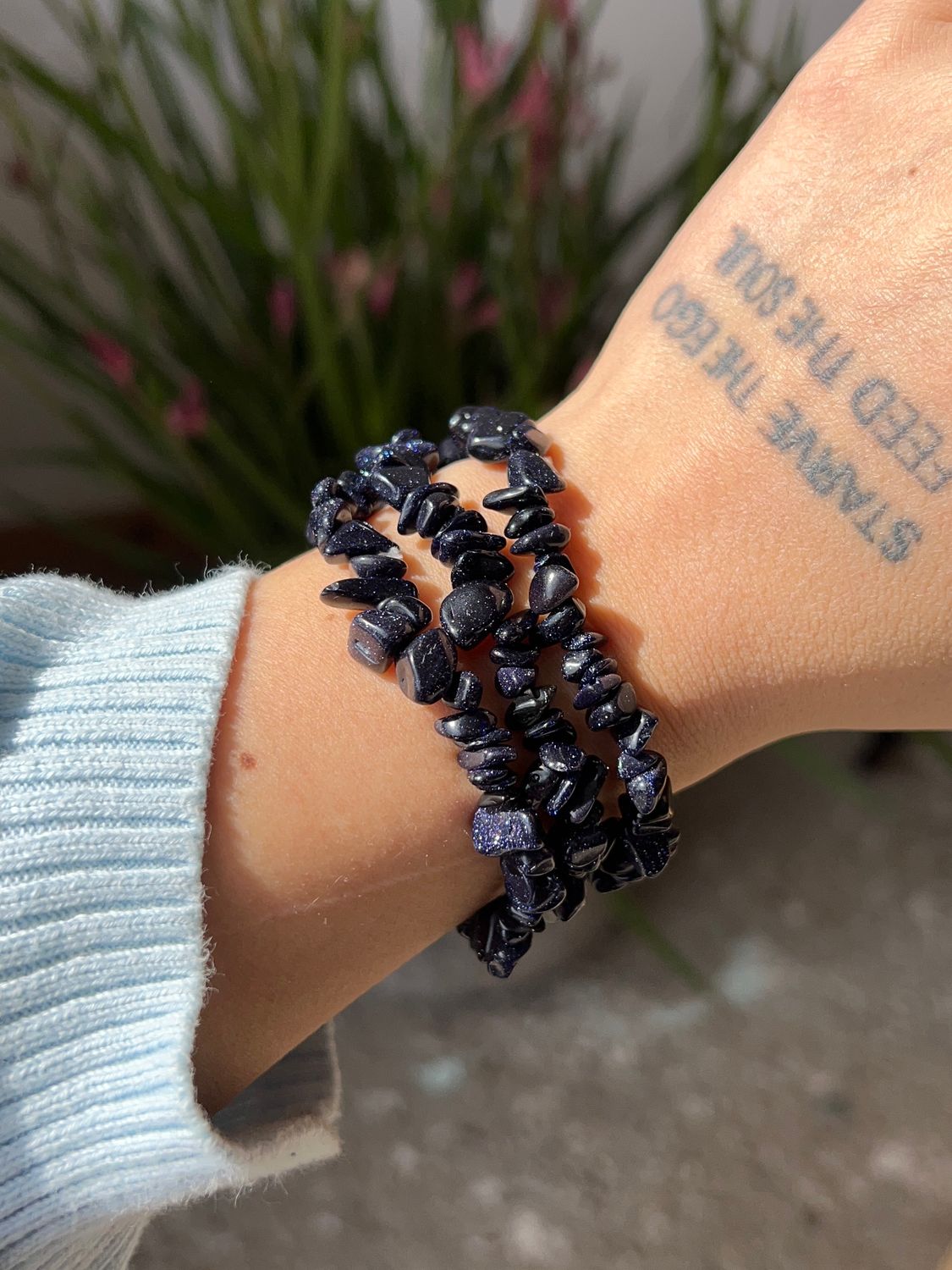 Goudsteen Blauw Splitarmband (synthetisch)