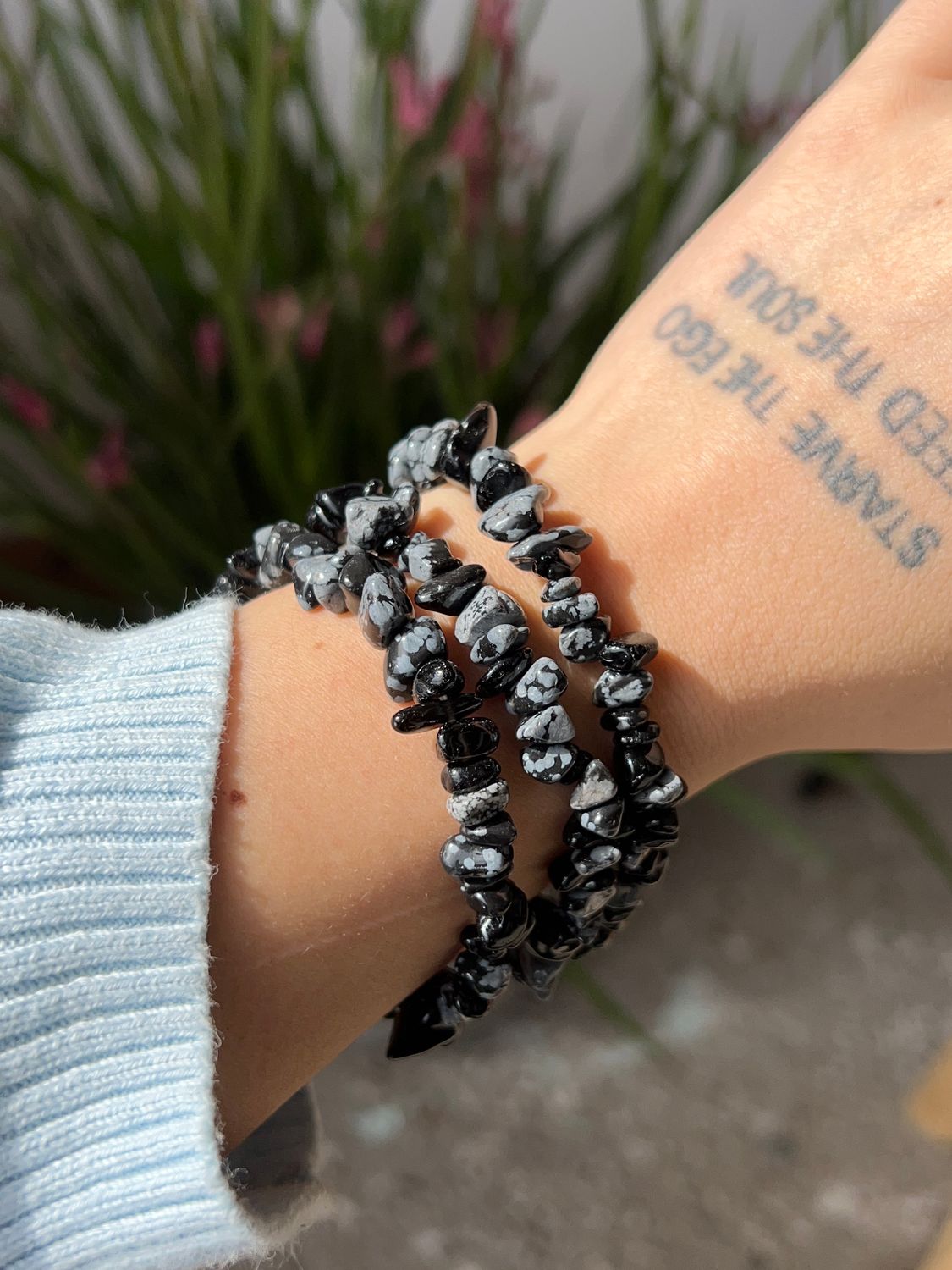 Sneeuwvlok Obsidiaan Splitarmband