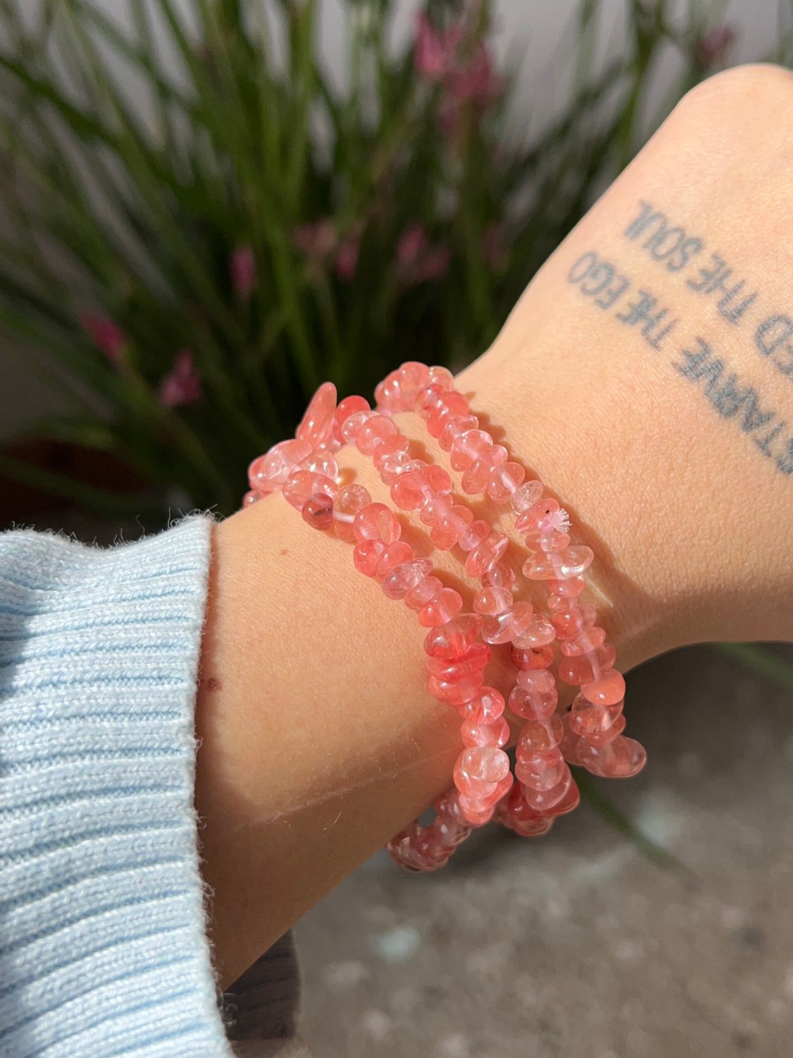 Strawberry Obsidiaan Splitarmband