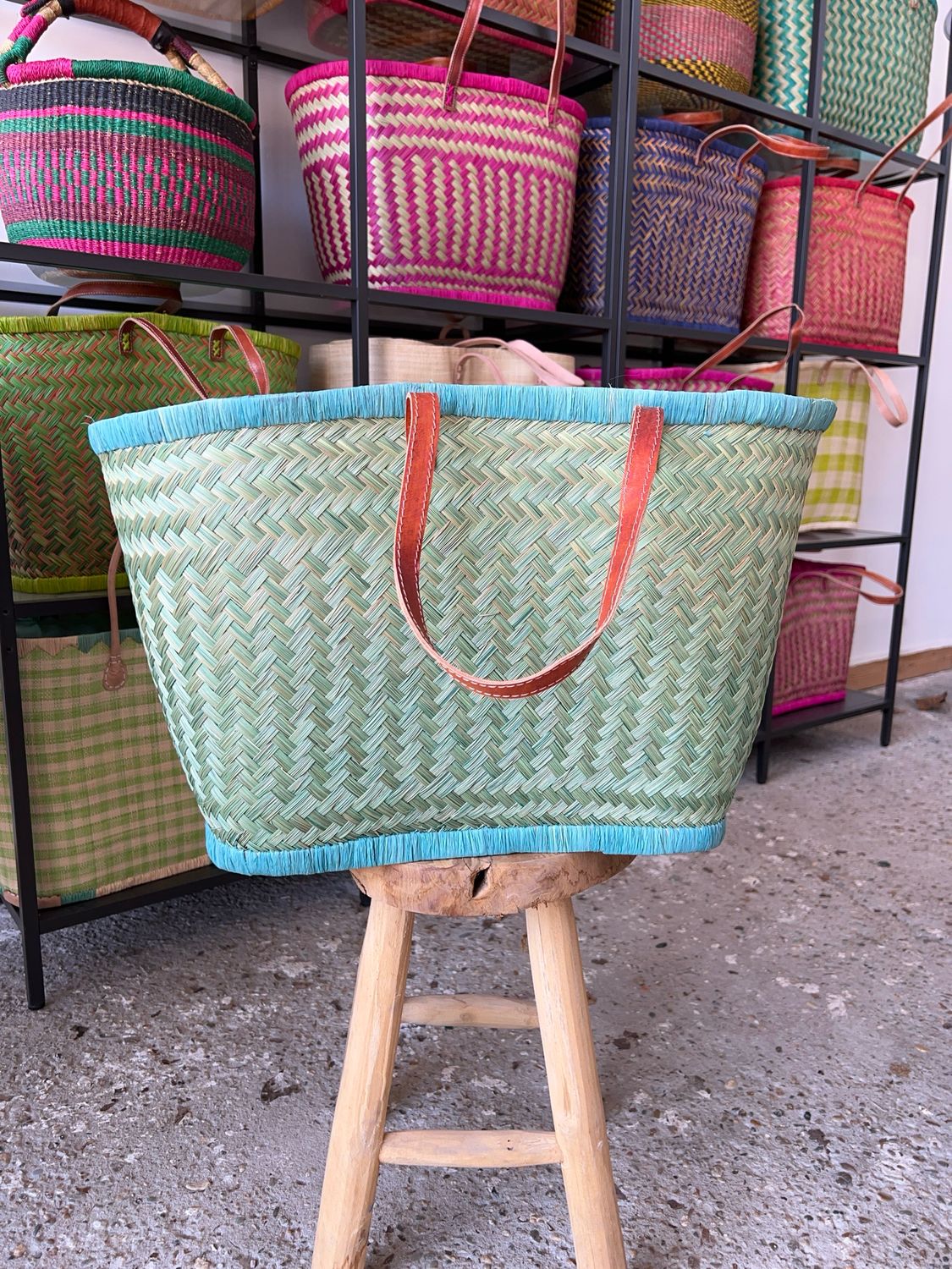 Aquamarijn- Handmade (boodschappen) tas