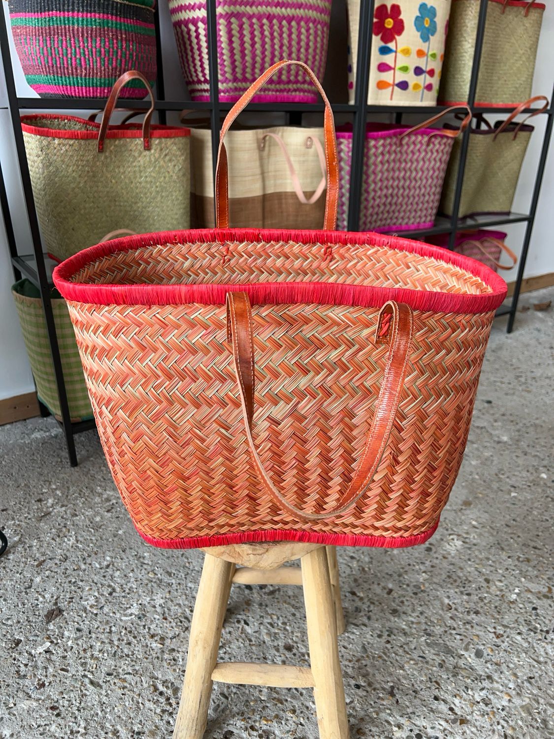 Red Swirl - Handmade (boodschappen) tas