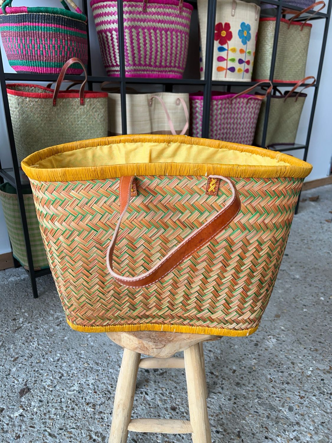 Yellow Swirl - Handmade (boodschappen) tas