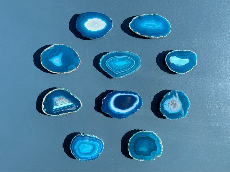 Groen/blauw gekleurd agaat magneetje Groen/blauw gekleurd agaat magneetje
