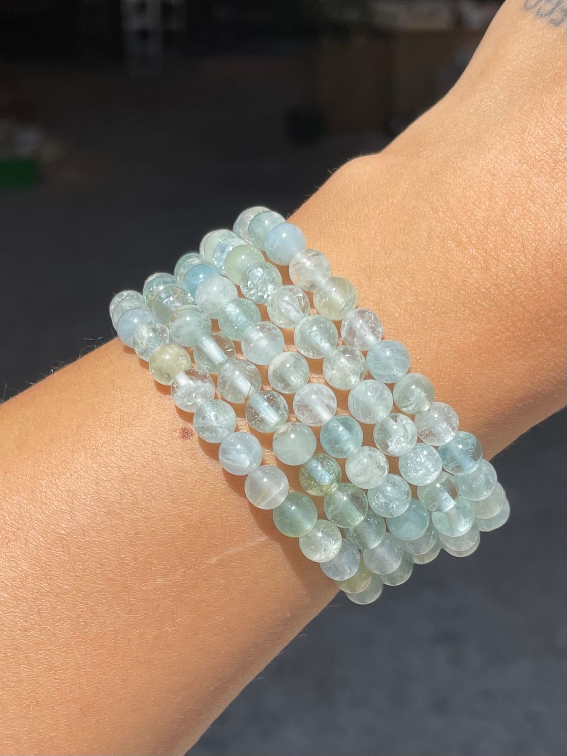 Aquamarijn armband 6mm (doelgericht, onbezorgd, kalmerend)